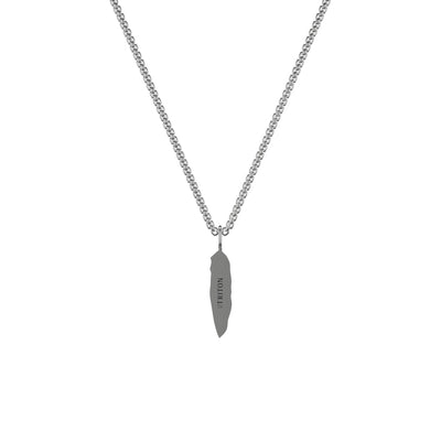 22" On-Trend Sterling Silver Box Chain with Feather Pendant and Silver Rhodium Finish