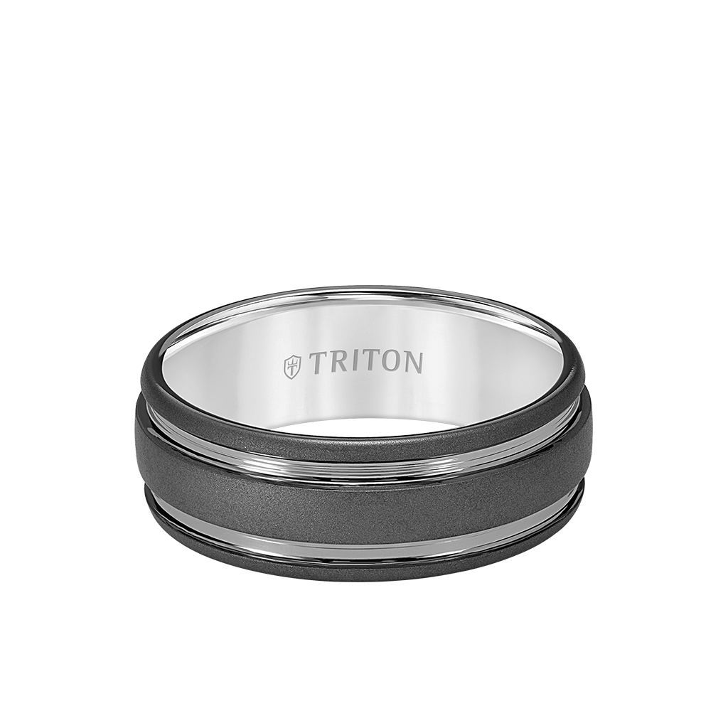 8MM Mens Grey Tungsten Wedding Ring
