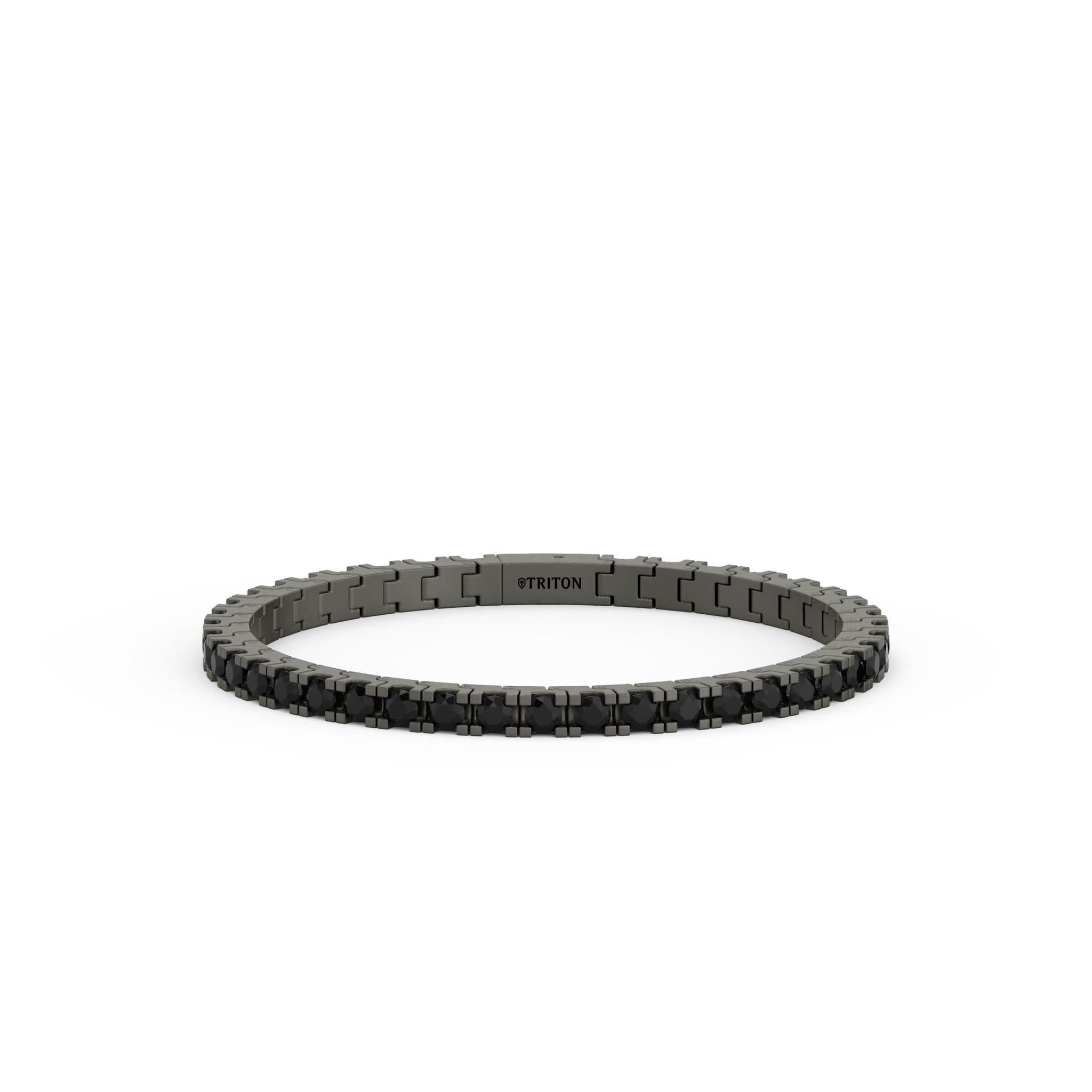 8" On-Trend Gray Titanium Bracelet with Black Spinel and Matte Finish