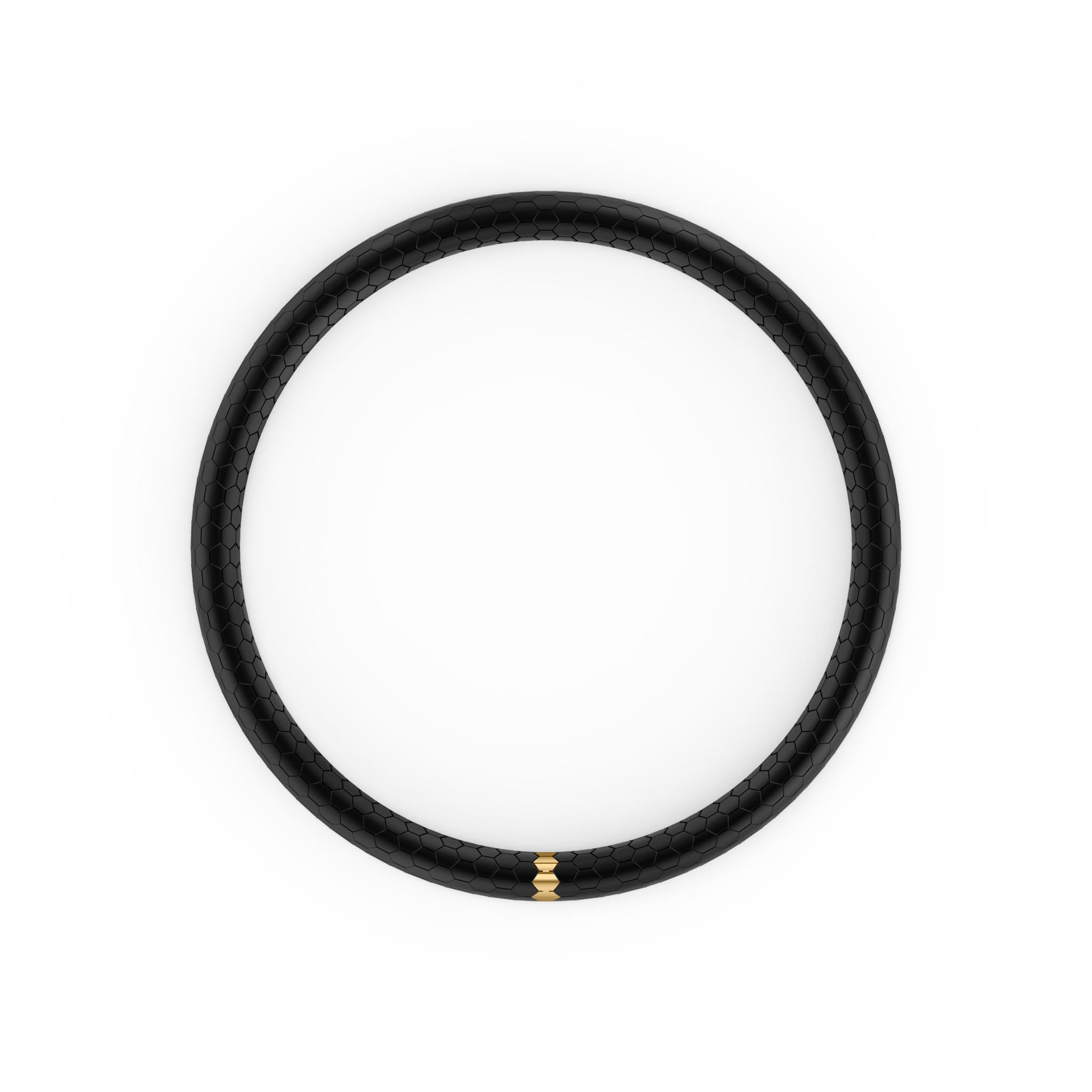 7.5" On-Trend Honeycomb Ceramic Stretch Bracelet with Matte Black and Gold Plated Accents