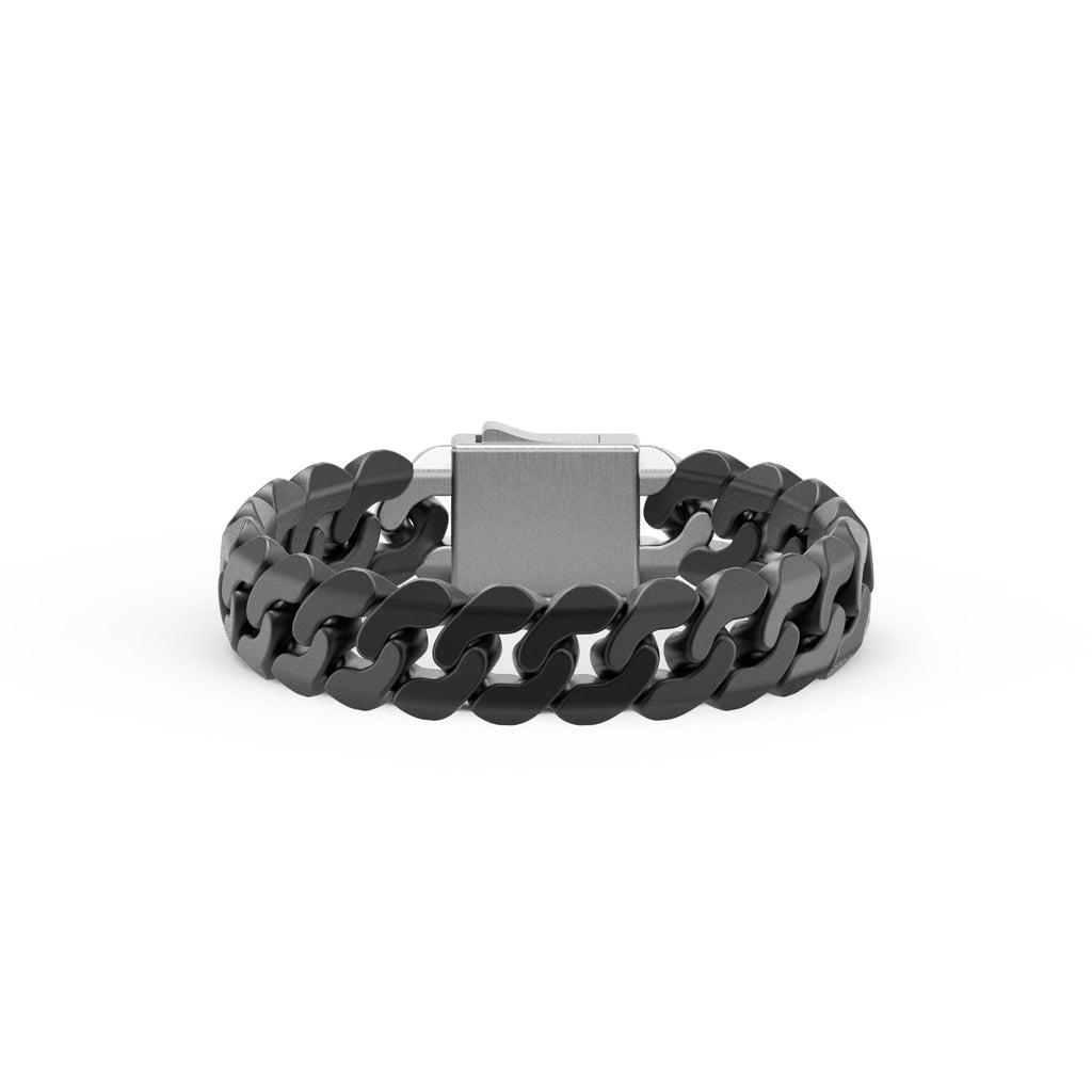 8" On-Trend Cuban Link Black Ceramic Bracelet with 15MM Links and Sterling Silver Clasp