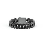 8" On-Trend Cuban Link Black Ceramic Bracelet with 15MM Links and Sterling Silver Clasp