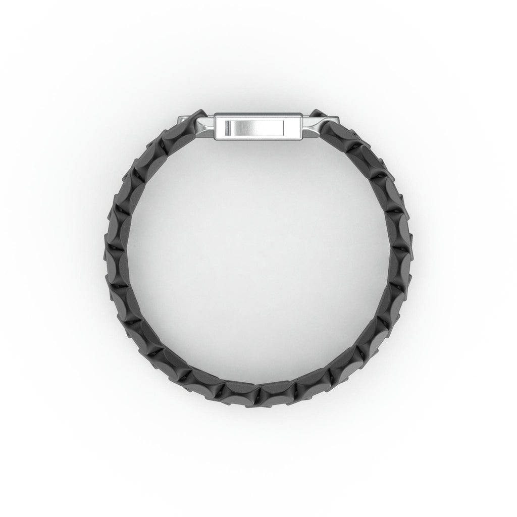 8" On-Trend Cuban Link Black Ceramic Bracelet with 15MM Links and Sterling Silver Clasp
