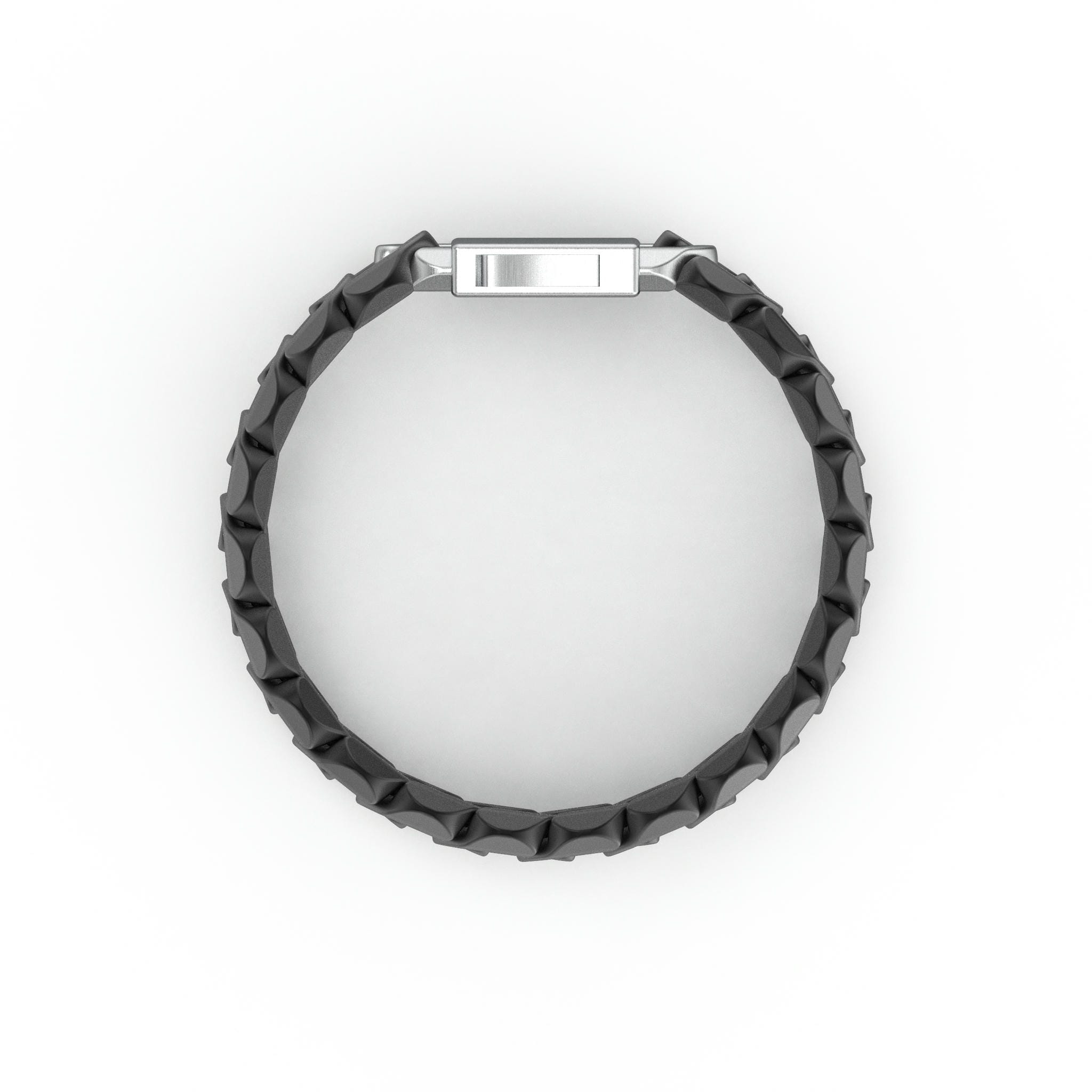 8" On-Trend Cuban Link Black Ceramic Bracelet with 15MM Links and Sterling Silver Clasp