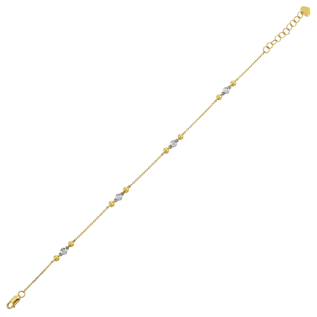 14Kt White Yellow Gold Diamond 1/10Ctw Bracelet