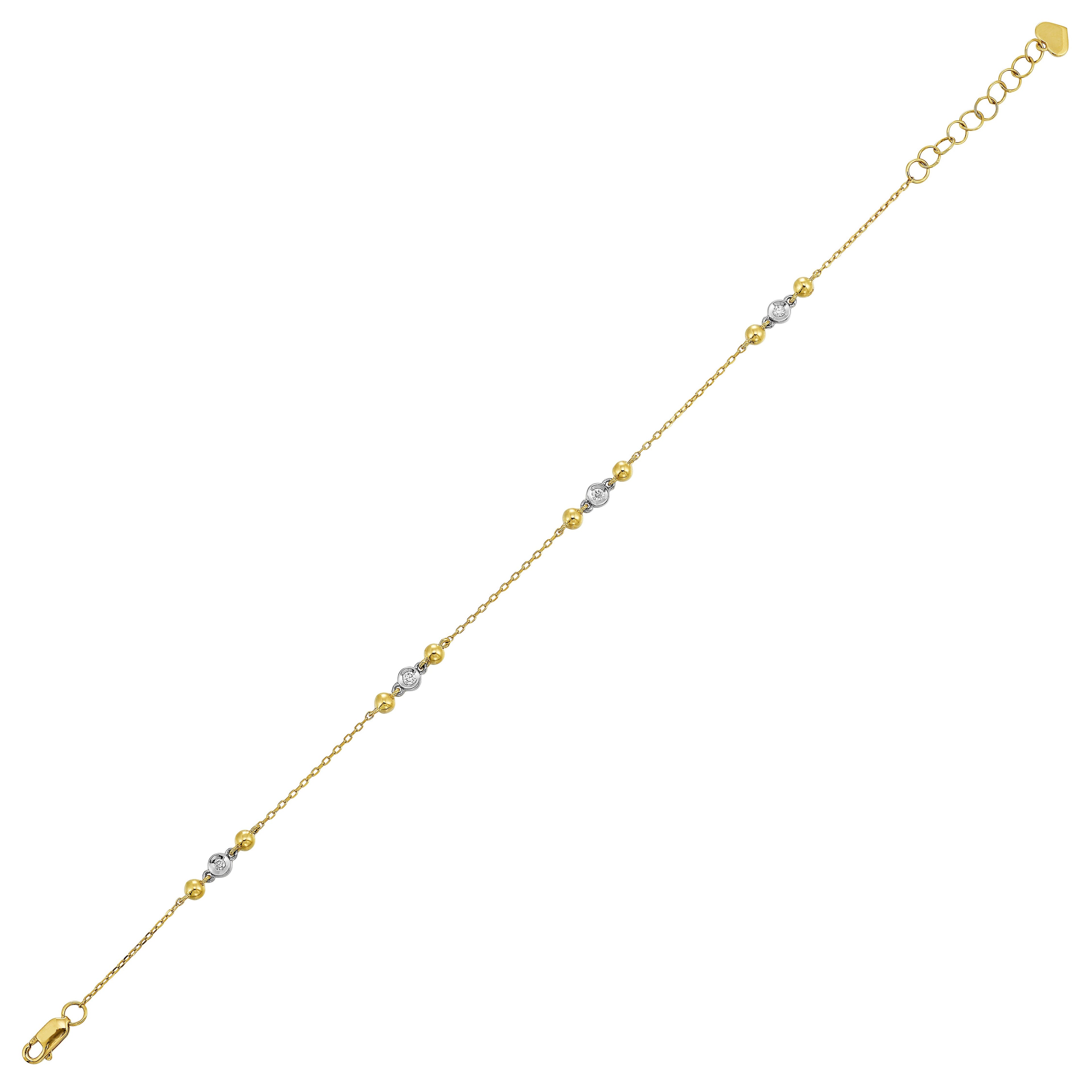14Kt White Yellow Gold Diamond 1/10Ctw Bracelet