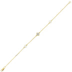 14Kt Yellow Gold Diamond 1/12Ctw & Pearl Bracelet
