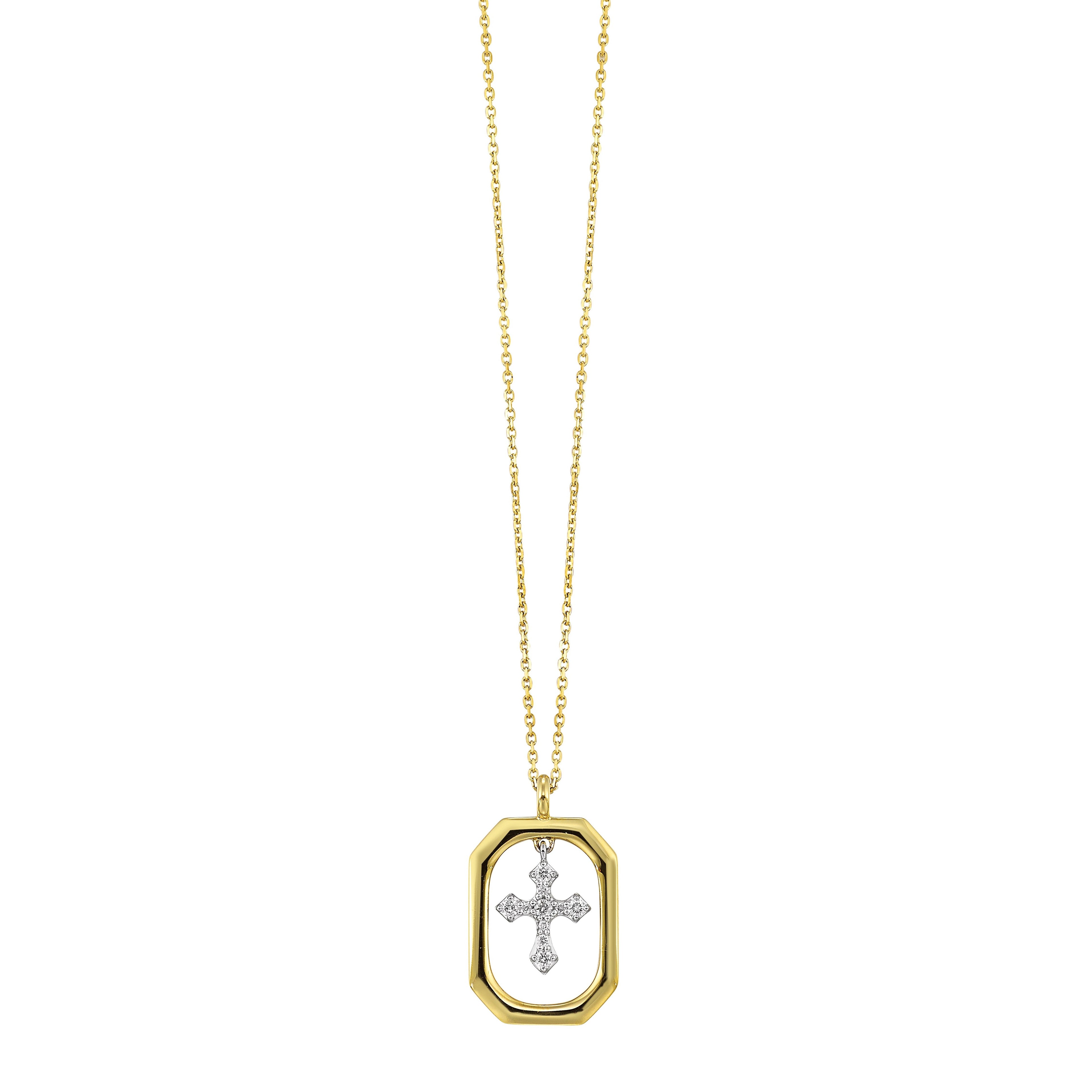 14Kt White Yellow Gold Diamond 1/12Ctw Necklace