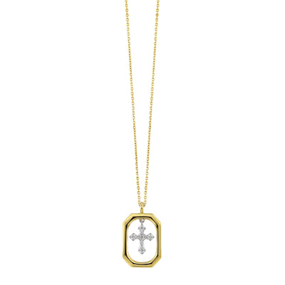 14Kt White Yellow Gold Diamond 1/12Ctw Necklace