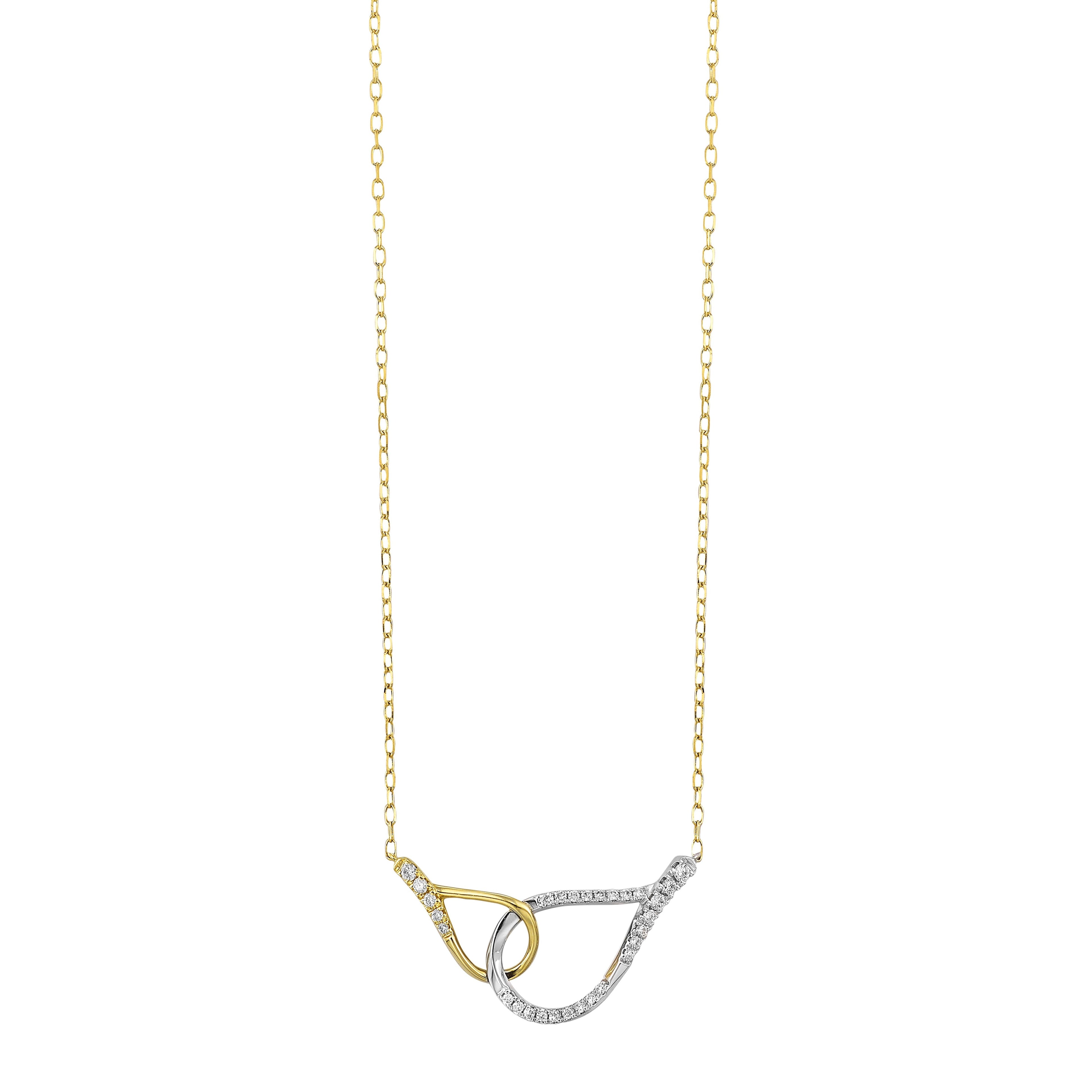 14Kt White Yellow Gold Diamond 1/8Ctw Necklace