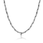UN26 - Italian Chain Brushed Gunmetal Paper Clip Necklace  -  24"