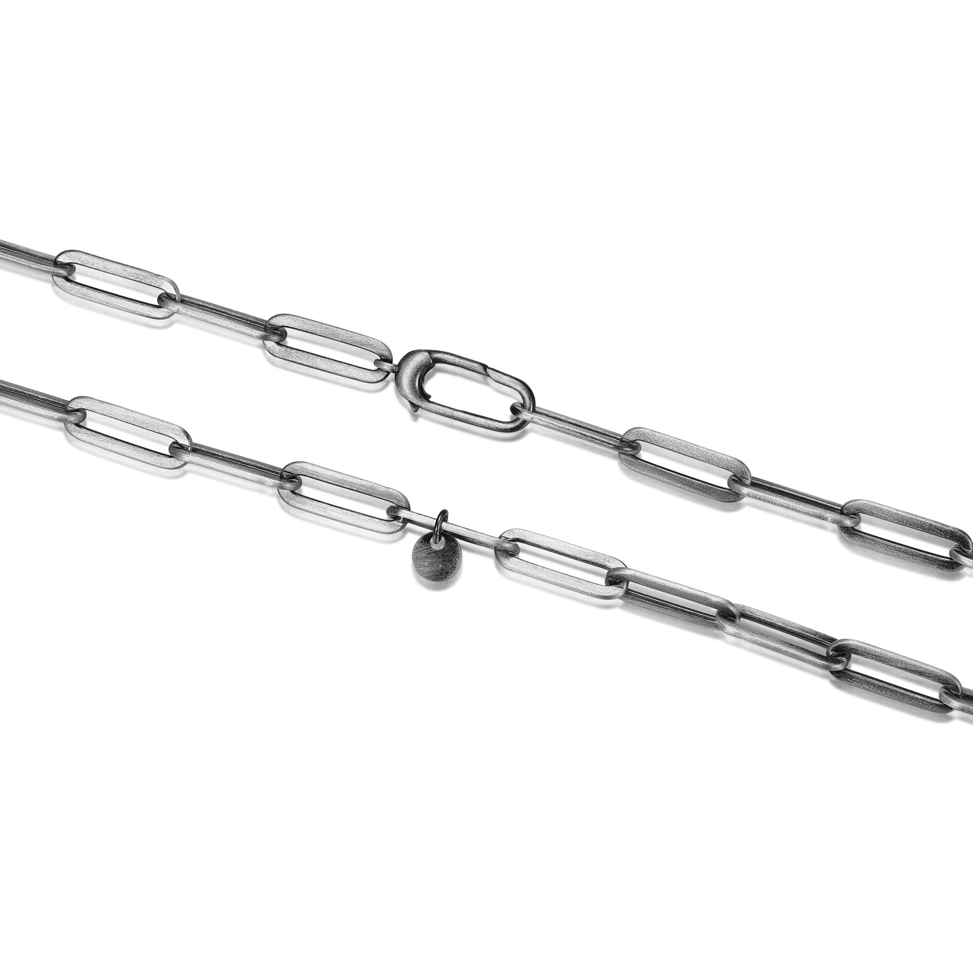 UN26 - Italian Chain Brushed Gunmetal Paper Clip Necklace  -  24"