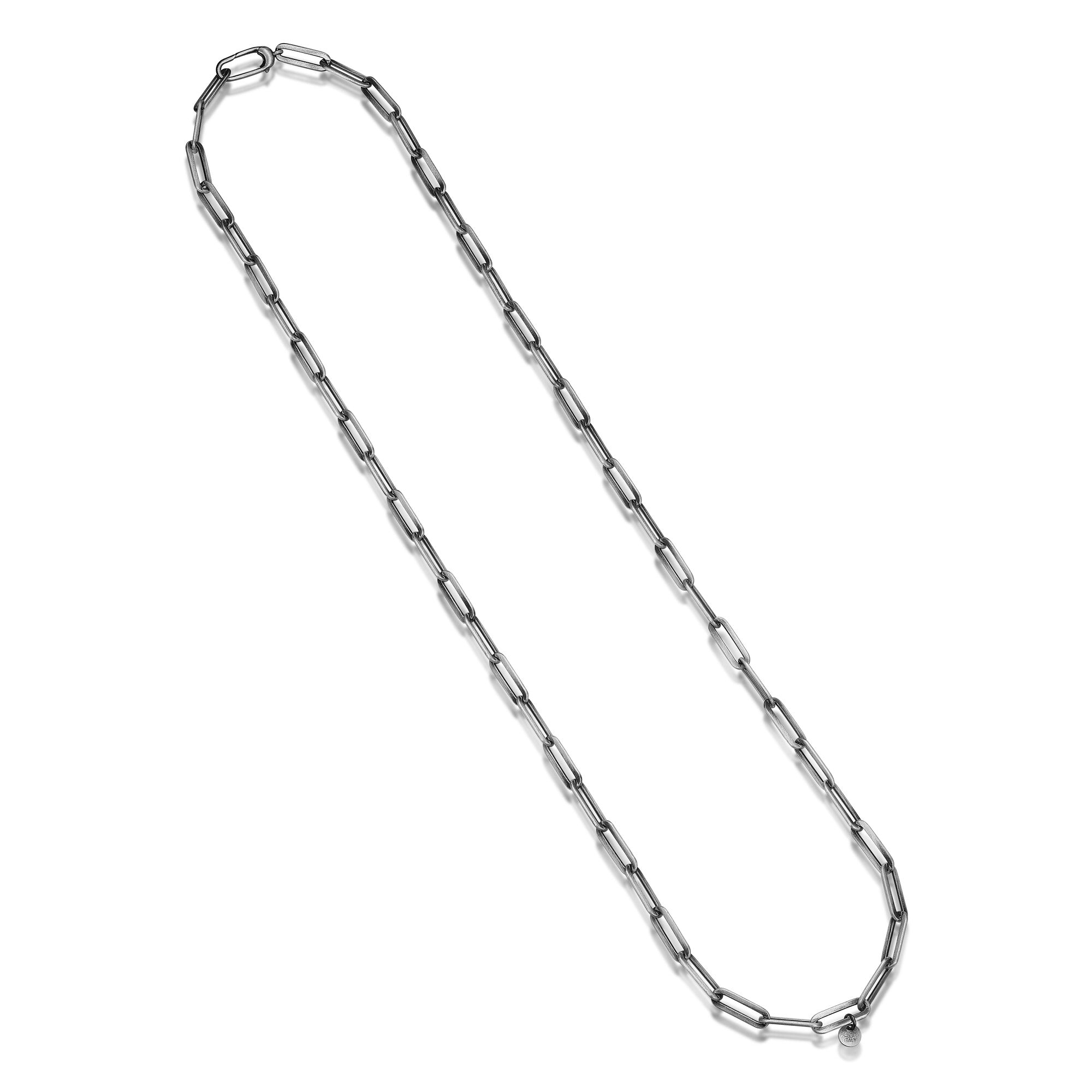 UN26 - Italian Chain Brushed Gunmetal Paper Clip Necklace  -  24"