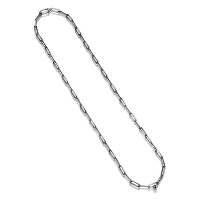 UN26 - Italian Chain Brushed Gunmetal Paper Clip Necklace  -  24"