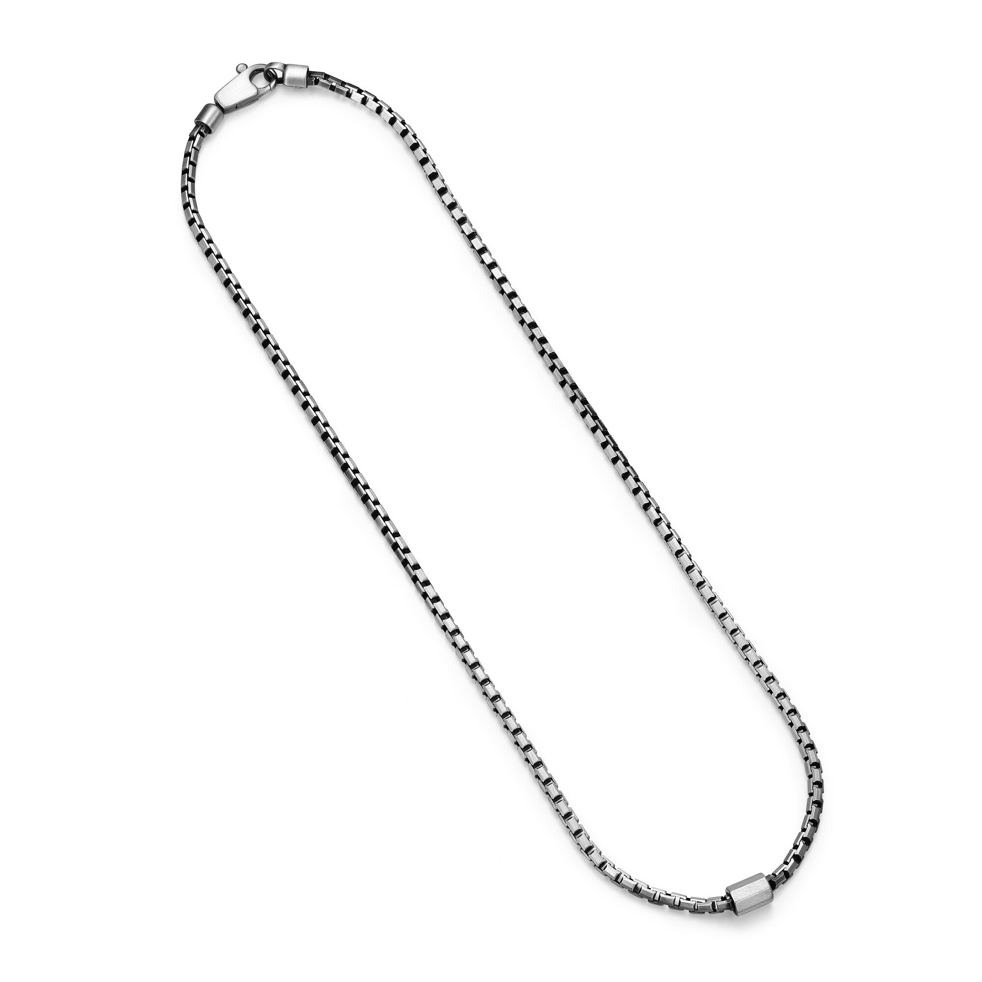 UN27 - Italian Chain Brushed Gunmetal Box Chain Necklace  -  18"