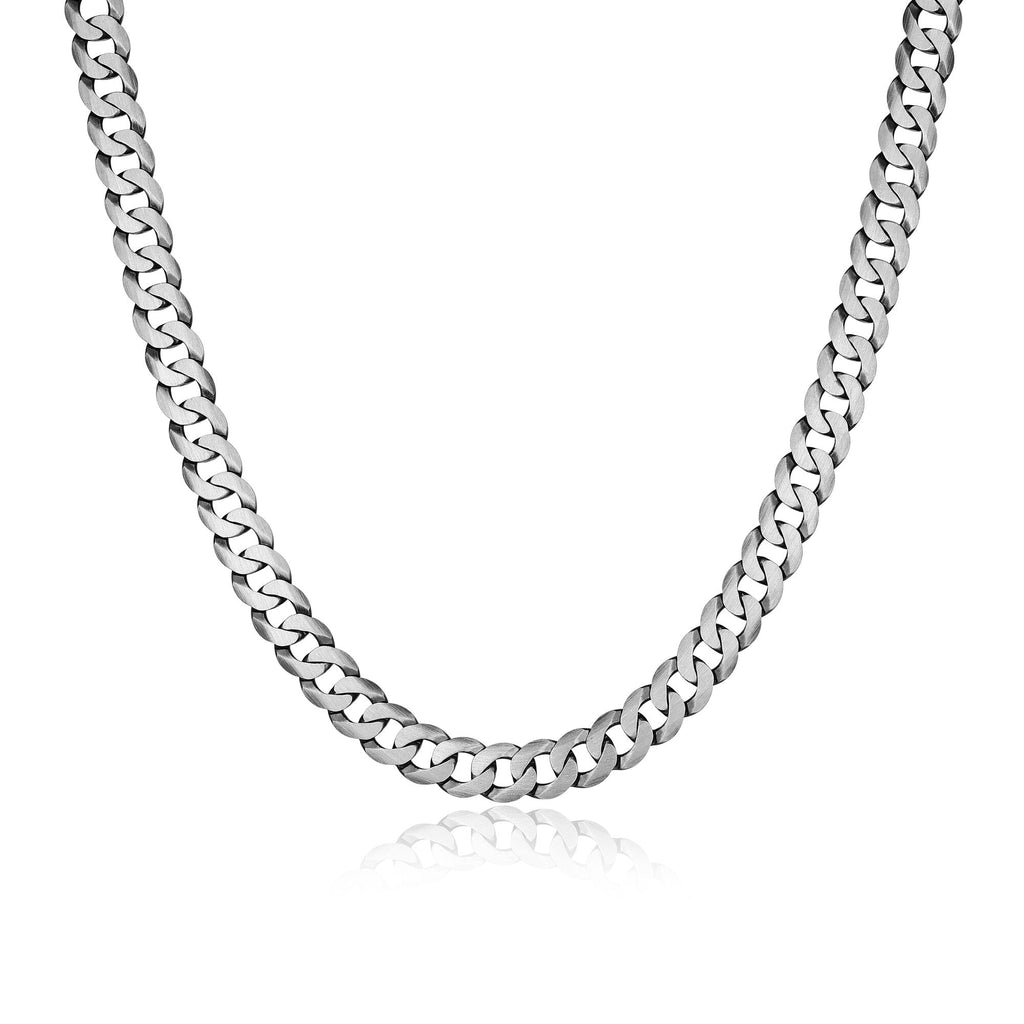 UN28 - Italian Chain Brushed Gunmetal Curb Chain Necklace  -  20"
