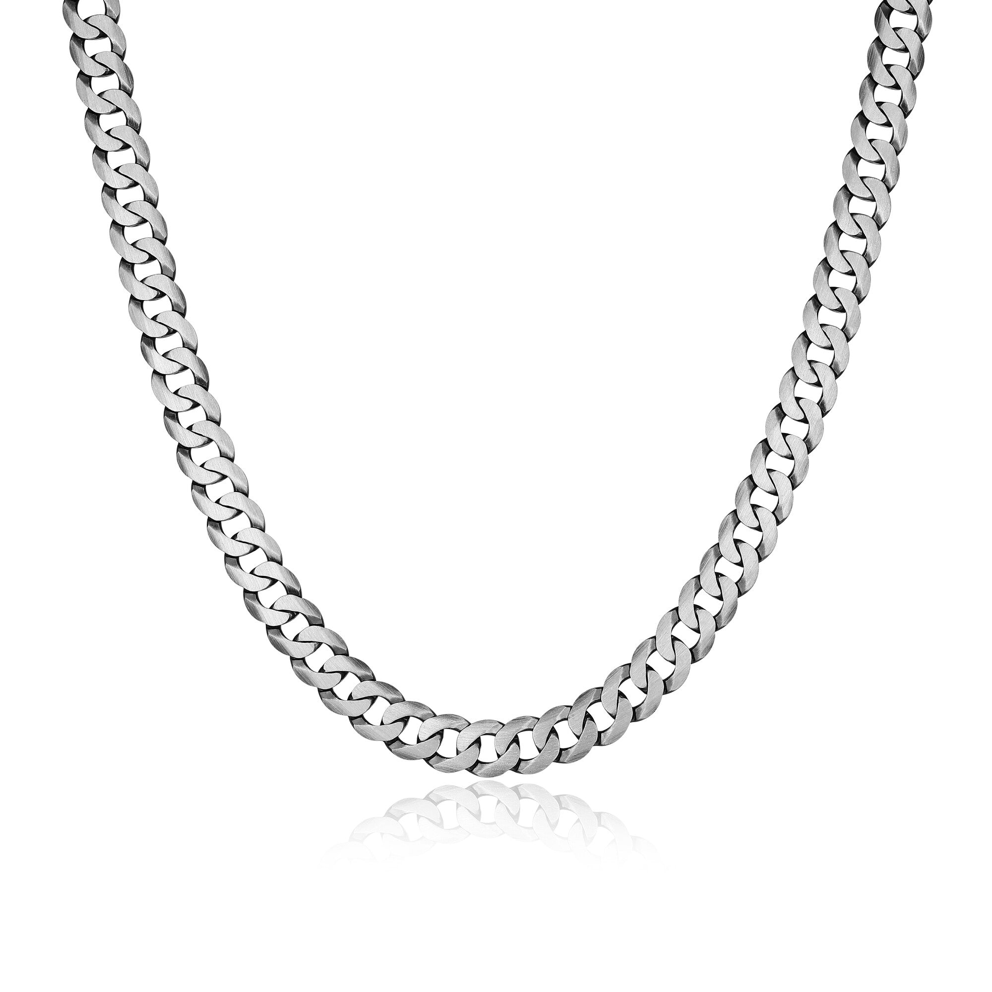 UN28 - Italian Chain Brushed Gunmetal Curb Chain Necklace  -  20"