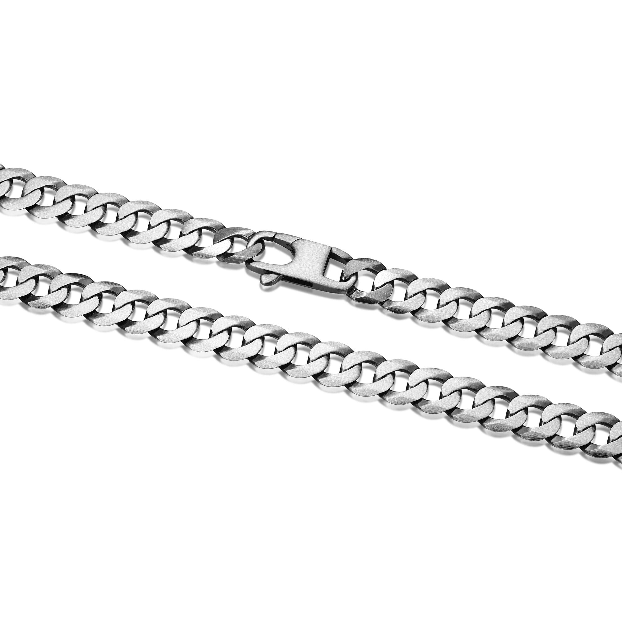 UN28 - Italian Chain Brushed Gunmetal Curb Chain Necklace  -  20"