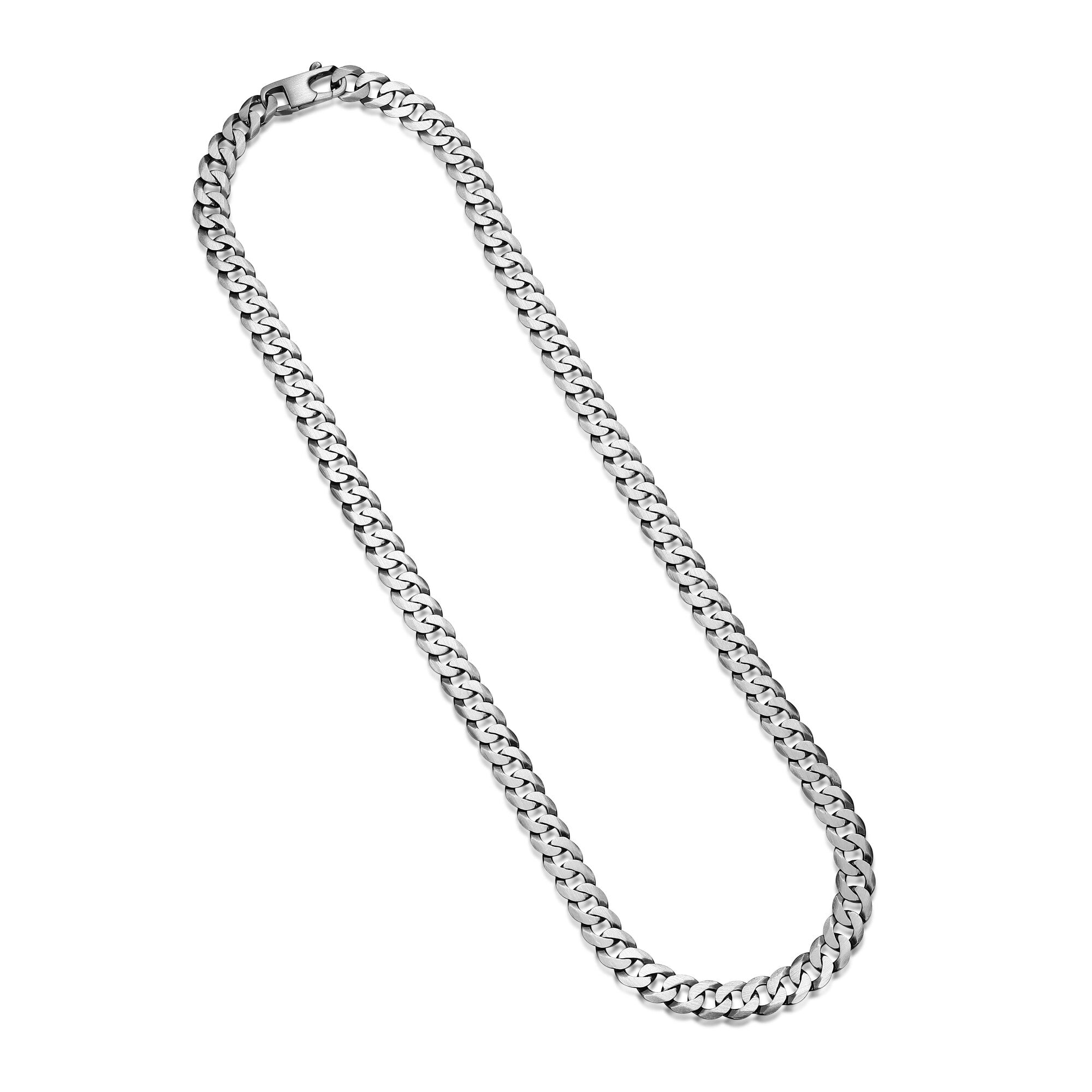 UN28 - Italian Chain Brushed Gunmetal Curb Chain Necklace  -  20"