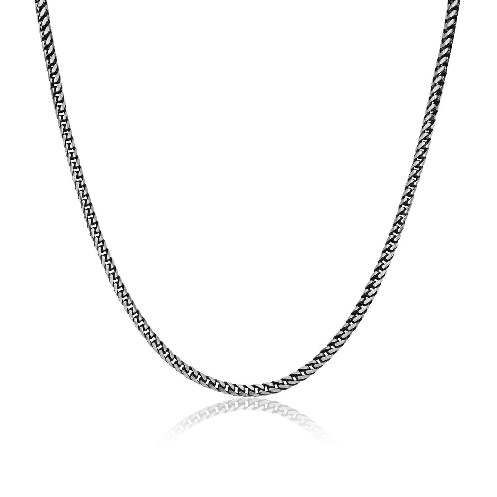 UN29 - Italian Chain Brushed Gunmetal Franco Chain Necklace  -  22"