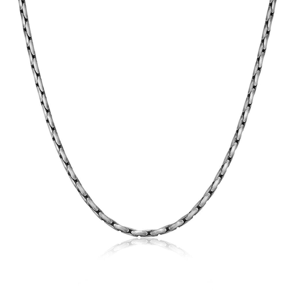 UN30 - Italian Chain Brushed Gunmetal Boston Chain Necklace  -  20"