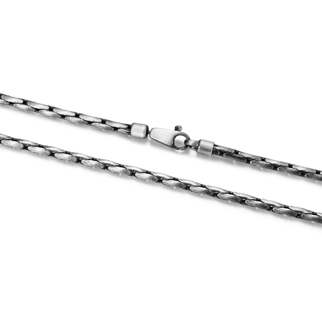 UN30 - Italian Chain Brushed Gunmetal Boston Chain Necklace  -  20"
