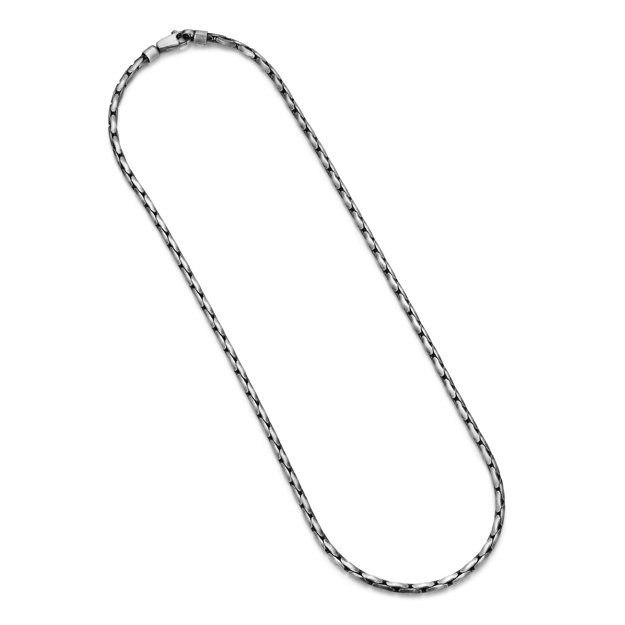 UN30 - Italian Chain Brushed Gunmetal Boston Chain Necklace  -  20"