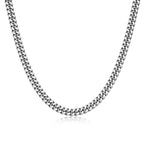 UN32 - Italian Chain Rhodium Plated Oval Curb Necklace with Push Lock  -  22"