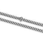 UN32 - Italian Chain Rhodium Plated Oval Curb Necklace with Push Lock  -  22"