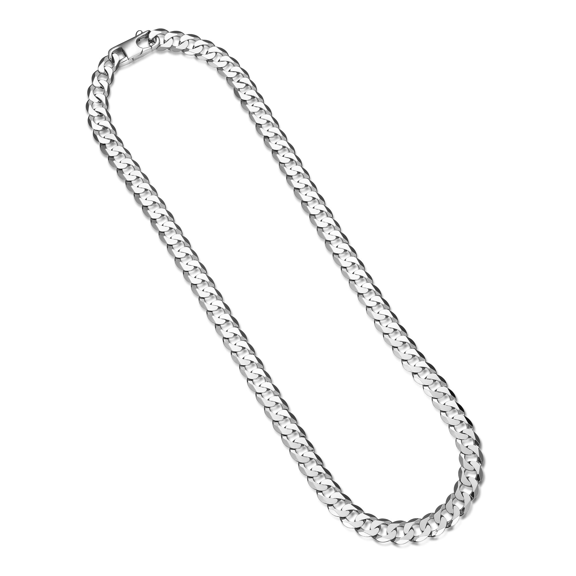 UN33 - Italian Chain Rhodium Plated Flat Curb Necklace  -  20"
