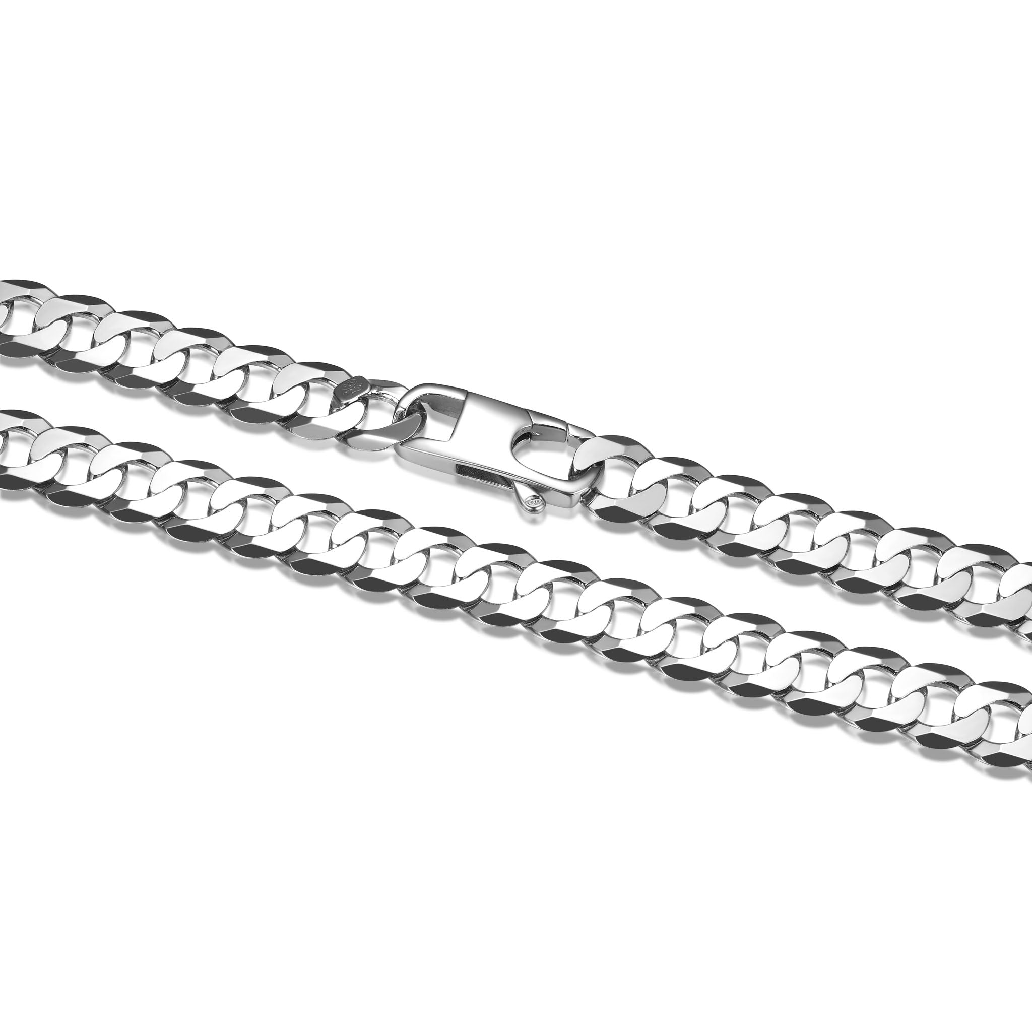 UN3324 - Italian Chain Rhodium Plated Flat Curb Chain Necklace  -  24"