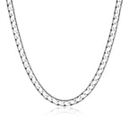 UN34 - Italian Chain Rhodium Plated Square Curb Necklace  -  22"