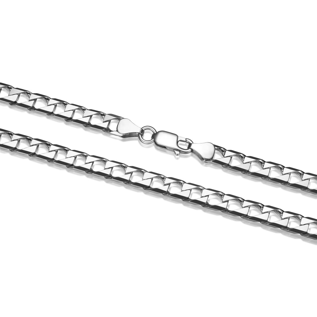 UN34 - Italian Chain Rhodium Plated Square Curb Necklace  -  22"