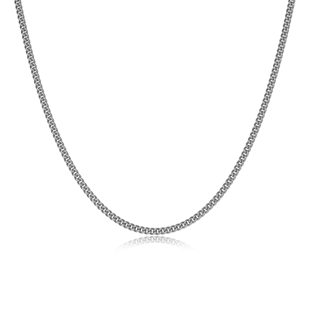 UN3520 - Italian Chain Rhodium Plated Curb Necklace  -  20"