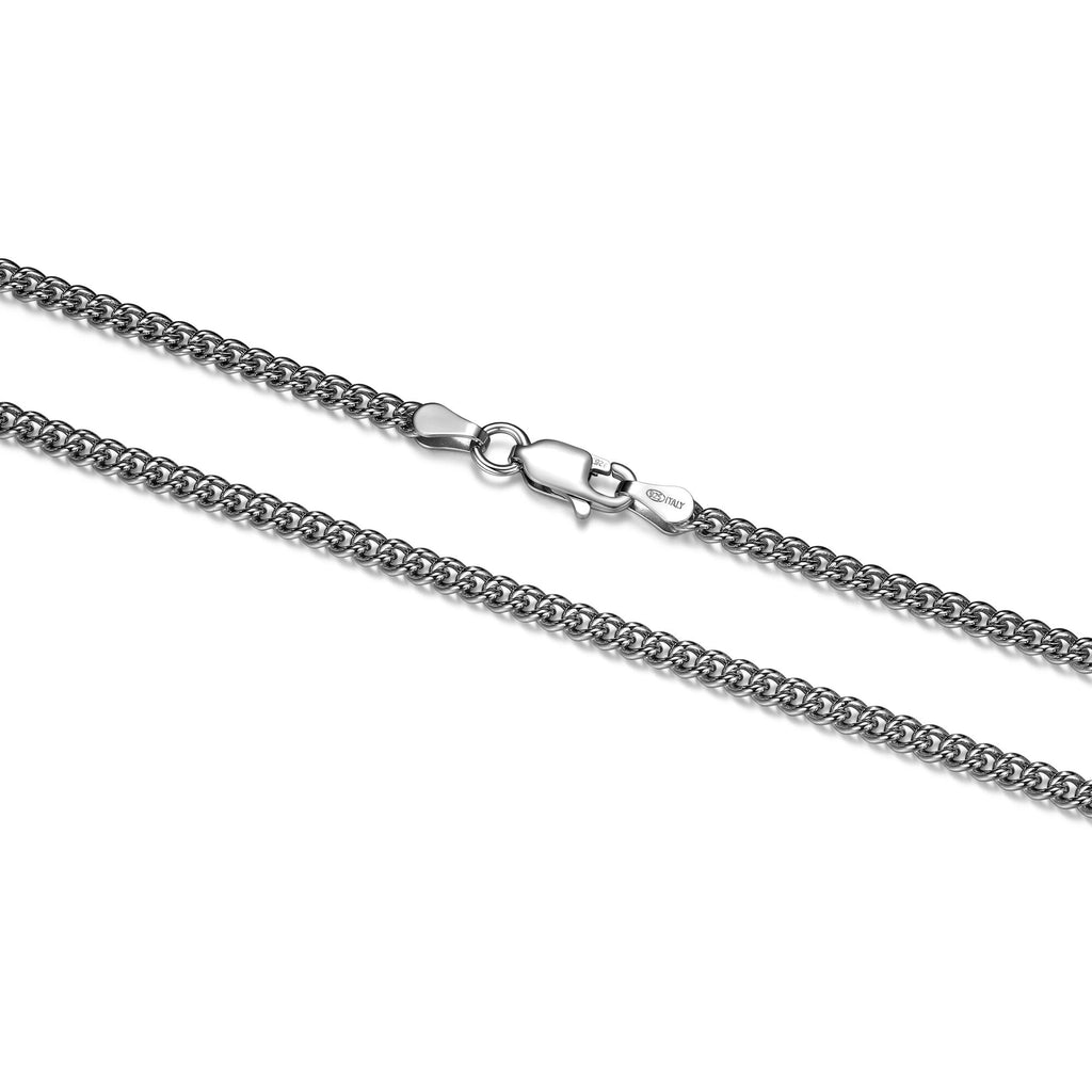 UN3520 - Italian Chain Rhodium Plated Curb Necklace  -  20"