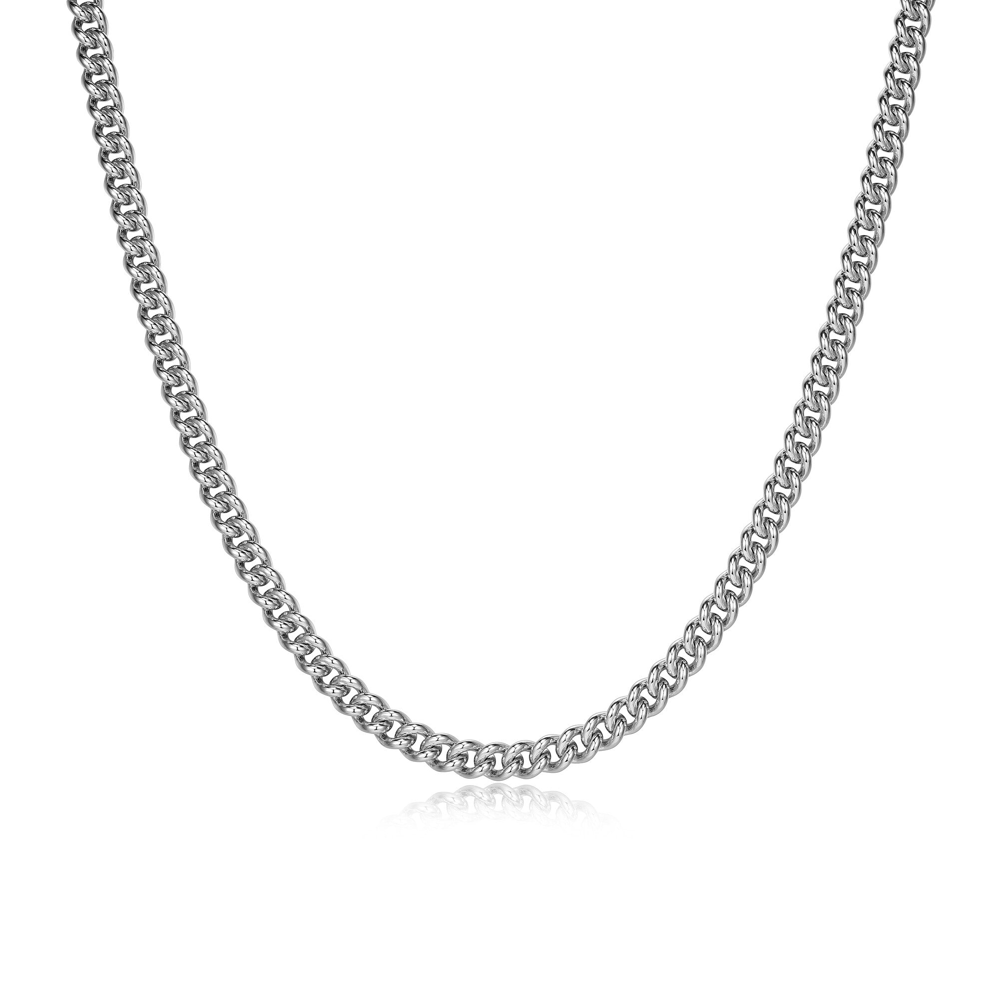 UN36 - Italian Chain Rhodium Plated Curb Necklace  -  22"