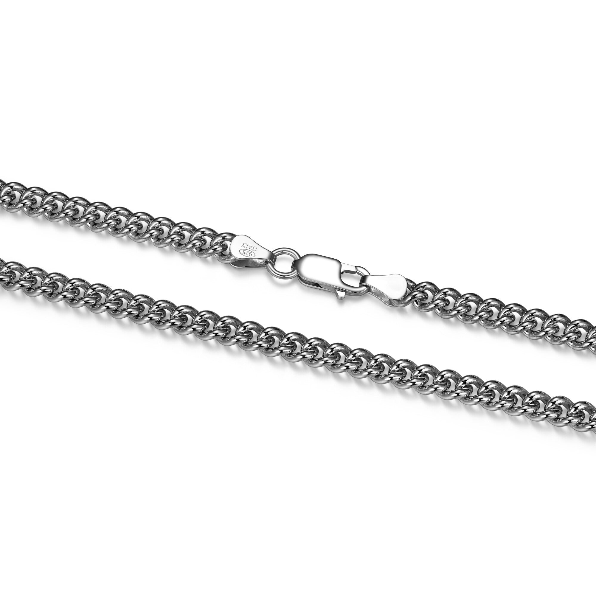 UN36 - Italian Chain Rhodium Plated Curb Necklace  -  22"