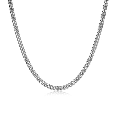 UN3624 - Italian Chain Rhodium Plated Curb Chain Necklace  -  24"