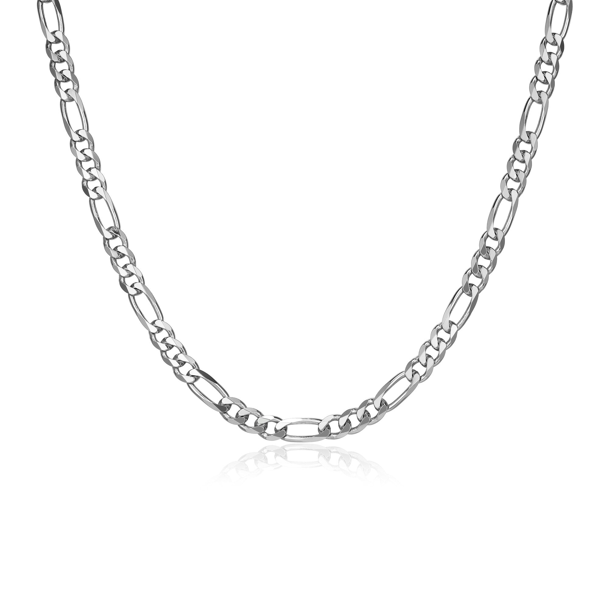 UN37 - Italian Chain Rhodium Plated Figaro 3+1 Necklace  -  20"