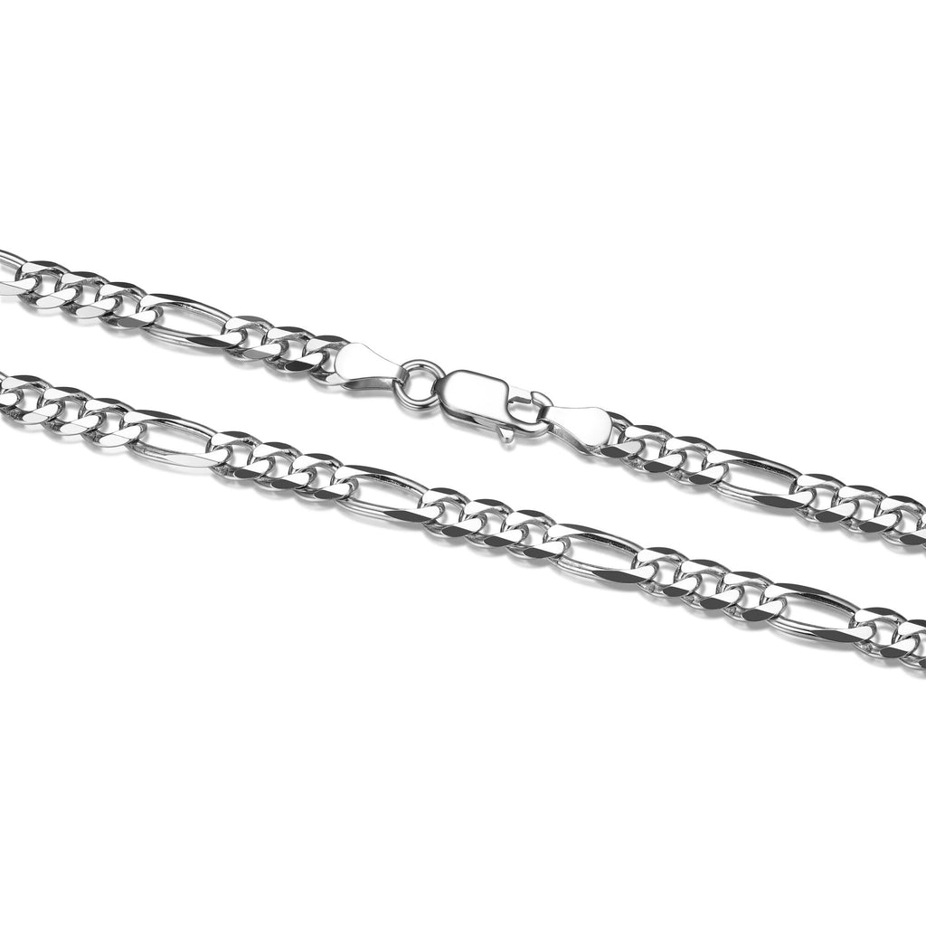 UN37 - Italian Chain Rhodium Plated Figaro 3+1 Necklace  -  20"
