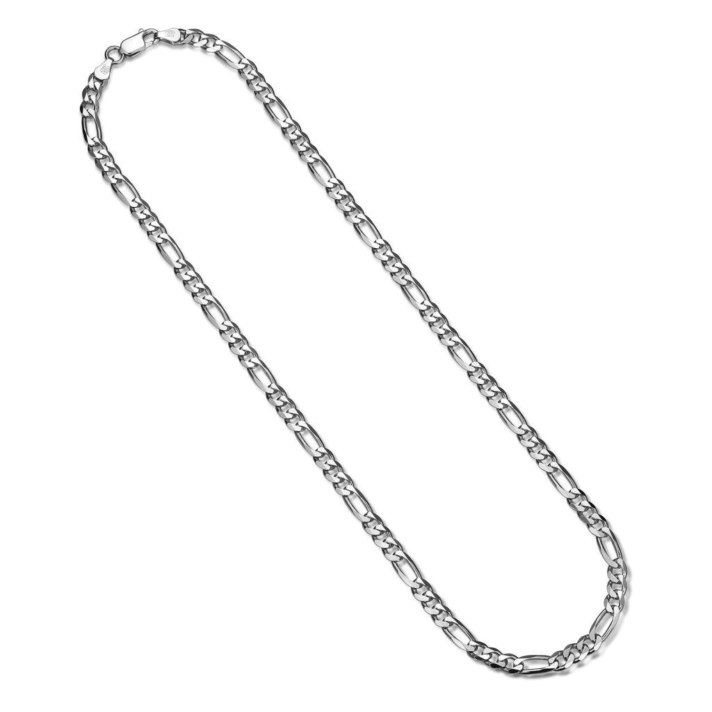 UN37 - Italian Chain Rhodium Plated Figaro 3+1 Necklace  -  20"