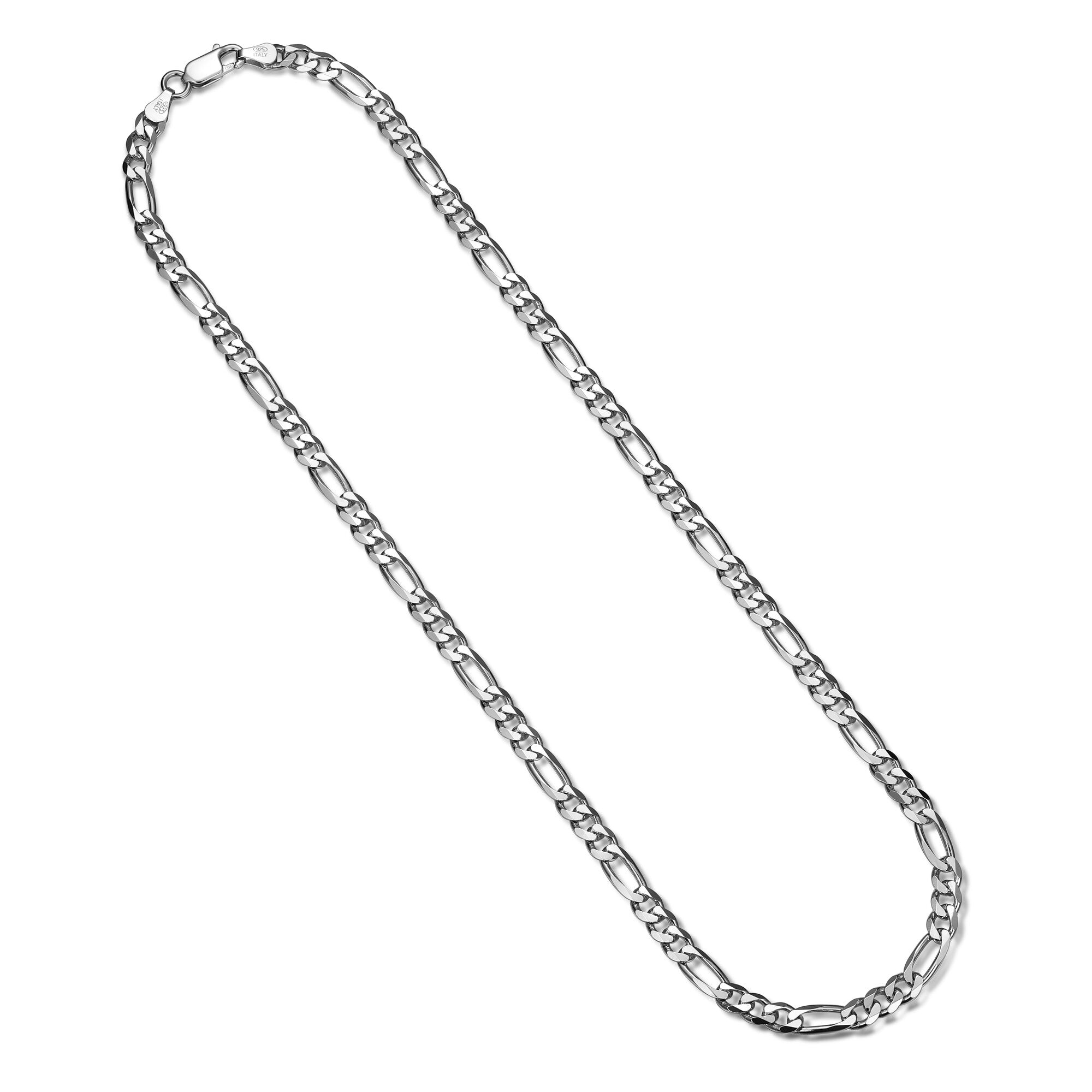 UN37 - Italian Chain Rhodium Plated Figaro 3+1 Necklace  -  20"