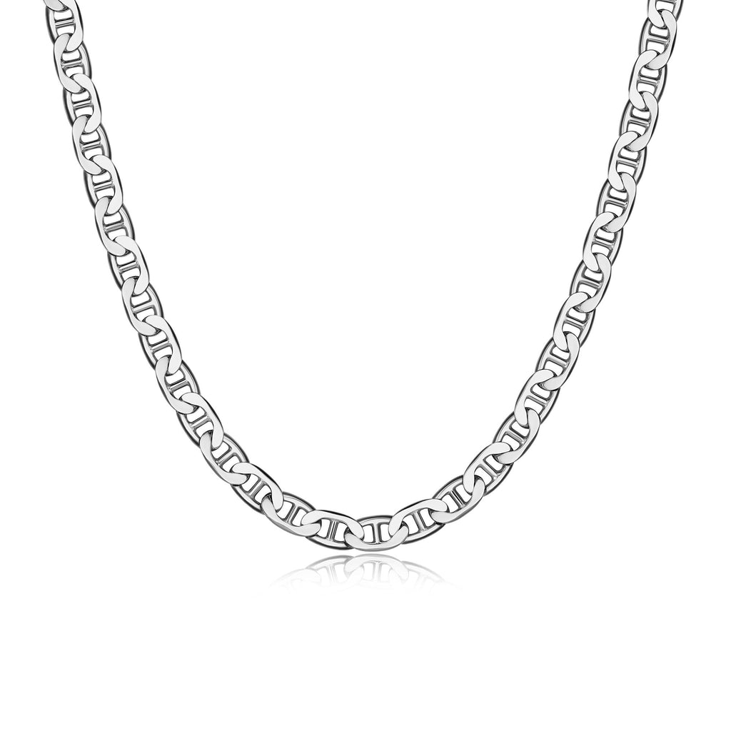 UN38 - Italian Chain Rhodium Plated Marine Necklace  -  22"
