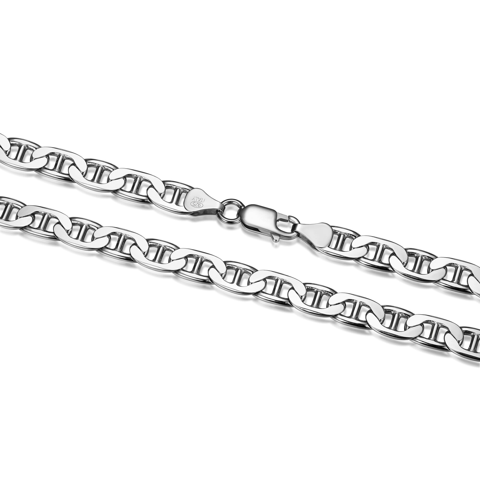 UN38 - Italian Chain Rhodium Plated Marine Necklace  -  22"