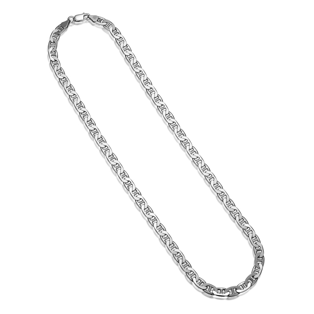 UN38 - Italian Chain Rhodium Plated Marine Necklace  -  22"