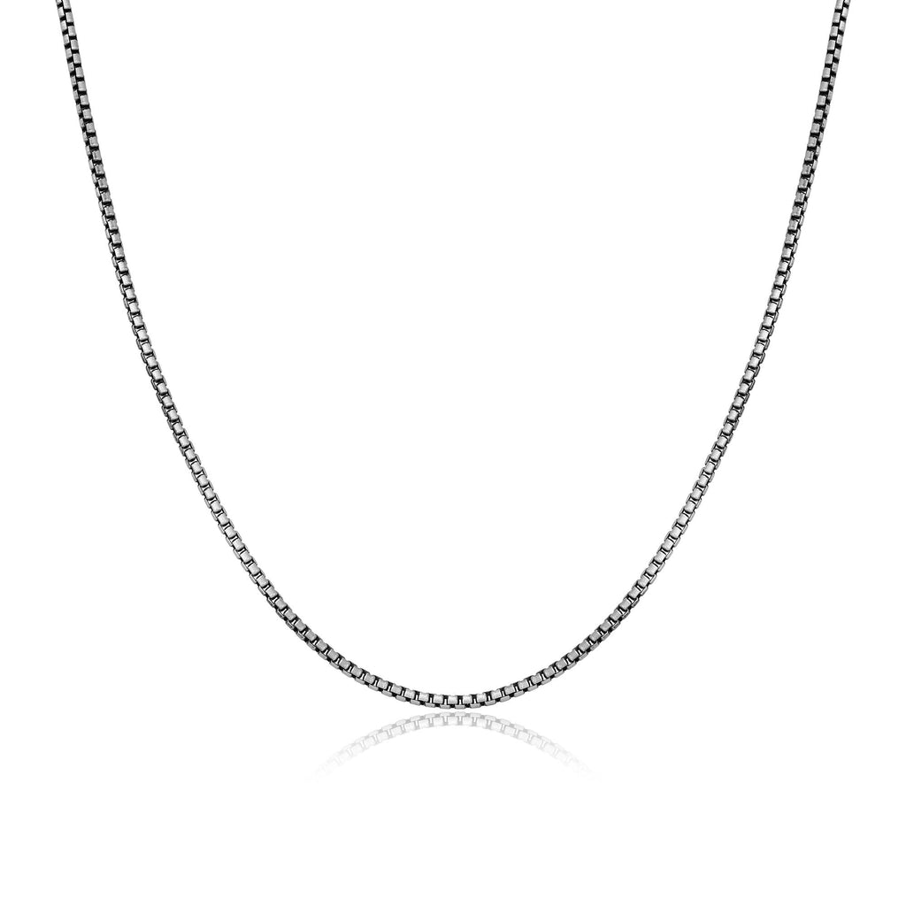 UN3920G - Italian Chain Brushed Gunmetal Round Box Chain Necklace  -  20"