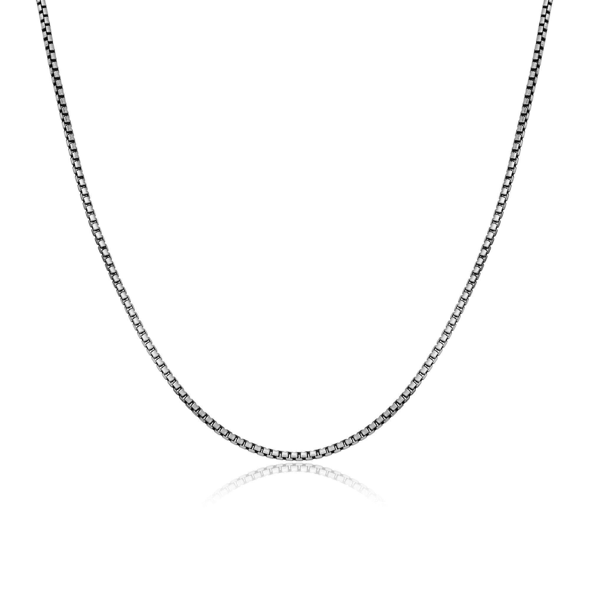 UN3920G - Italian Chain Brushed Gunmetal Round Box Chain Necklace  -  20"