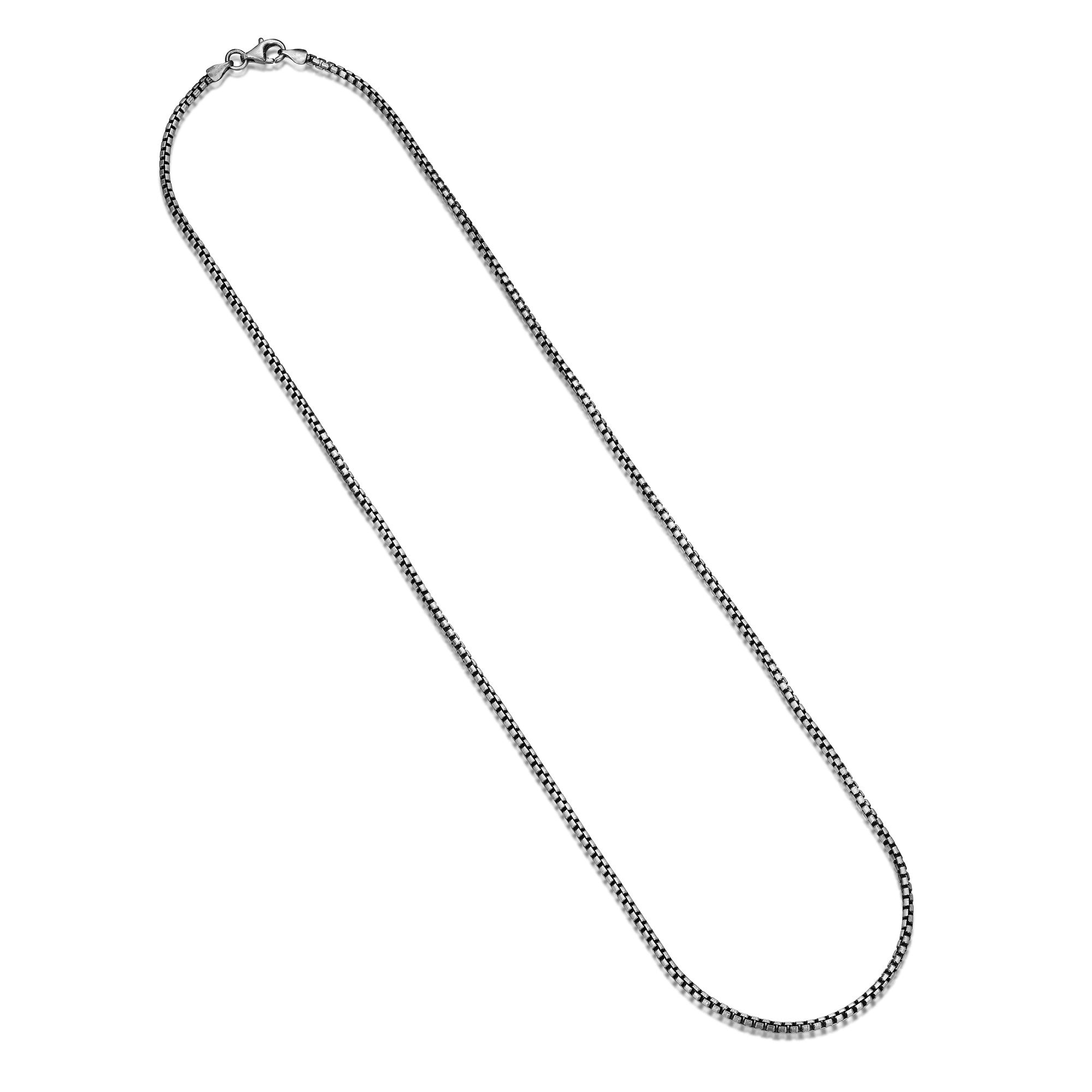 UN3920G - Italian Chain Brushed Gunmetal Round Box Chain Necklace  -  20"