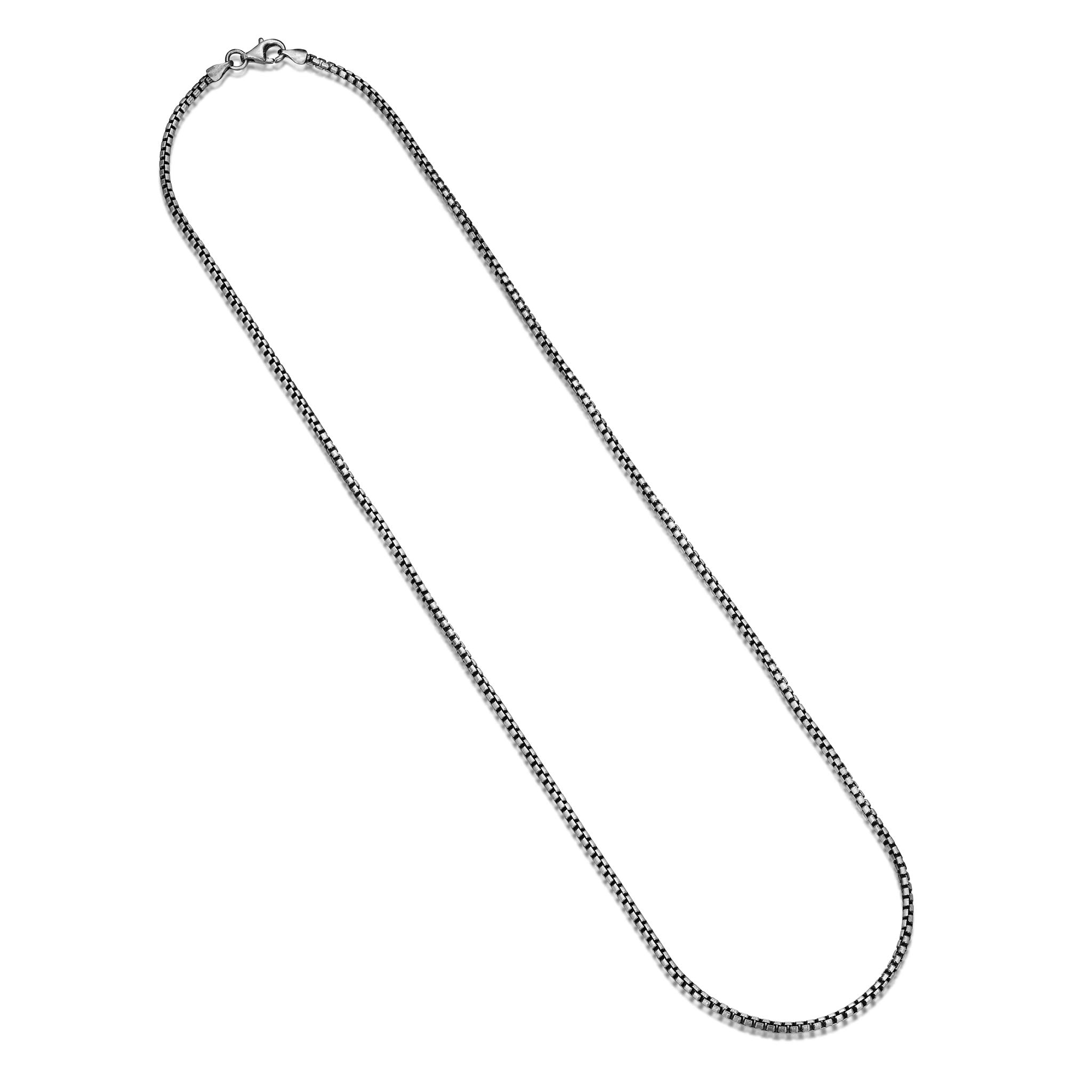 UN3922G - Italian Chain Brushed Gunmetal Round Box Chain Necklace  -  22"