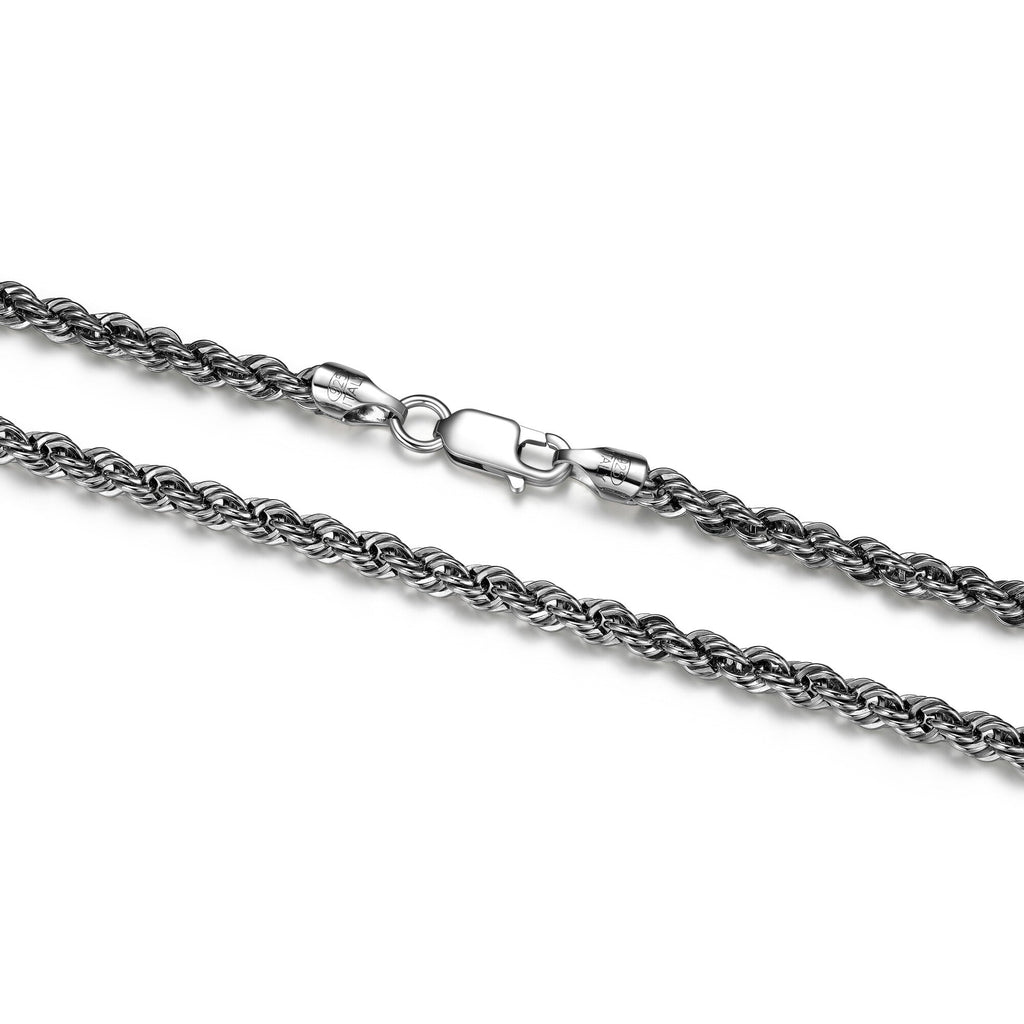 UN40 - Italian Chain Rhodium Plated Silk Rope Necklace  -  24"